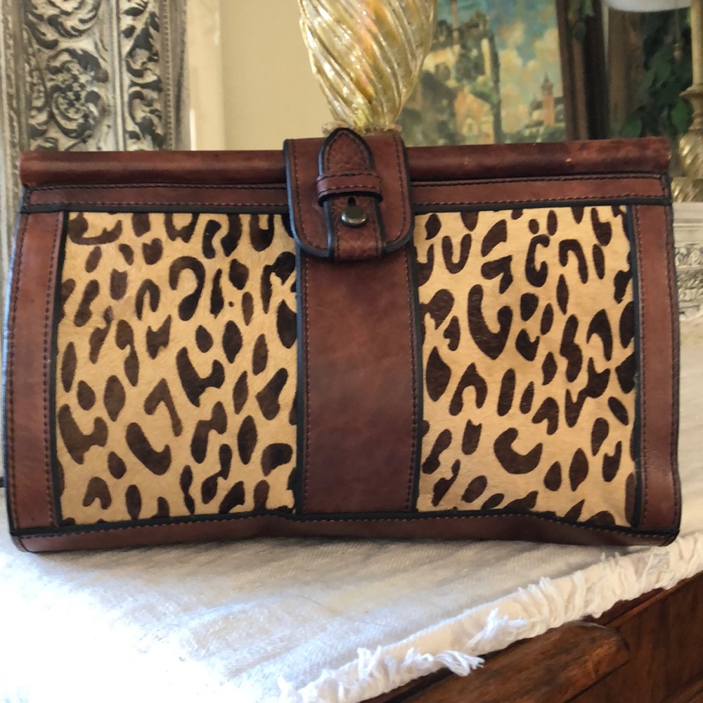 Fossil cheetah print clutch handbag